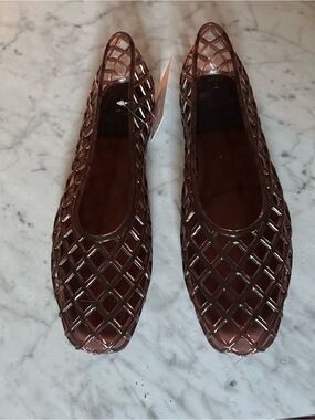 H&M Brown Lattice Slip-On Jelly Flats
